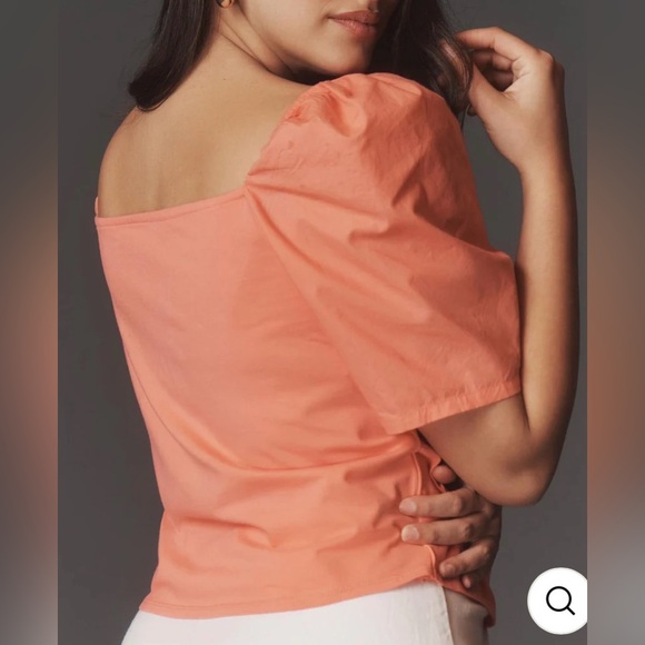 Anthropologie Coral Puff-Sleeve Wrap Top - Picture 3 of 8